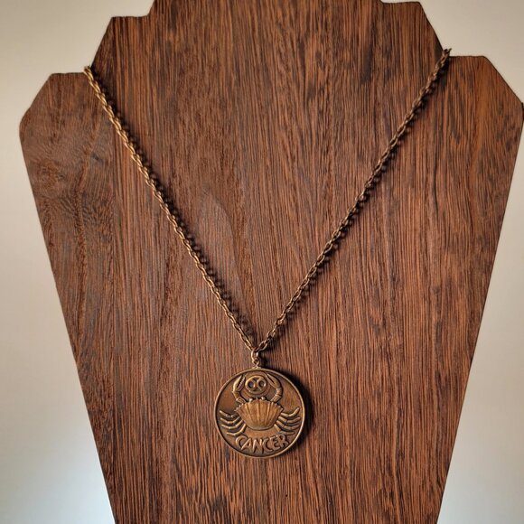 LORAC Jewelry - Vintage Lorac Zodiac Cancer Crab Gold-tone Pendent W/ Chain 1970s